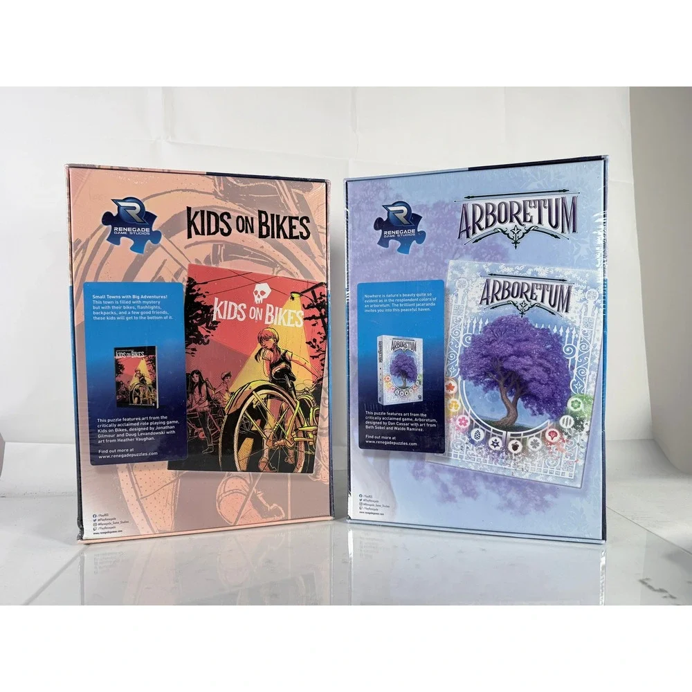 Renegade‎ Game Studios 1,000 Piece Jigsaw Puzzle Lot - Kids On Bikes & Arboretum